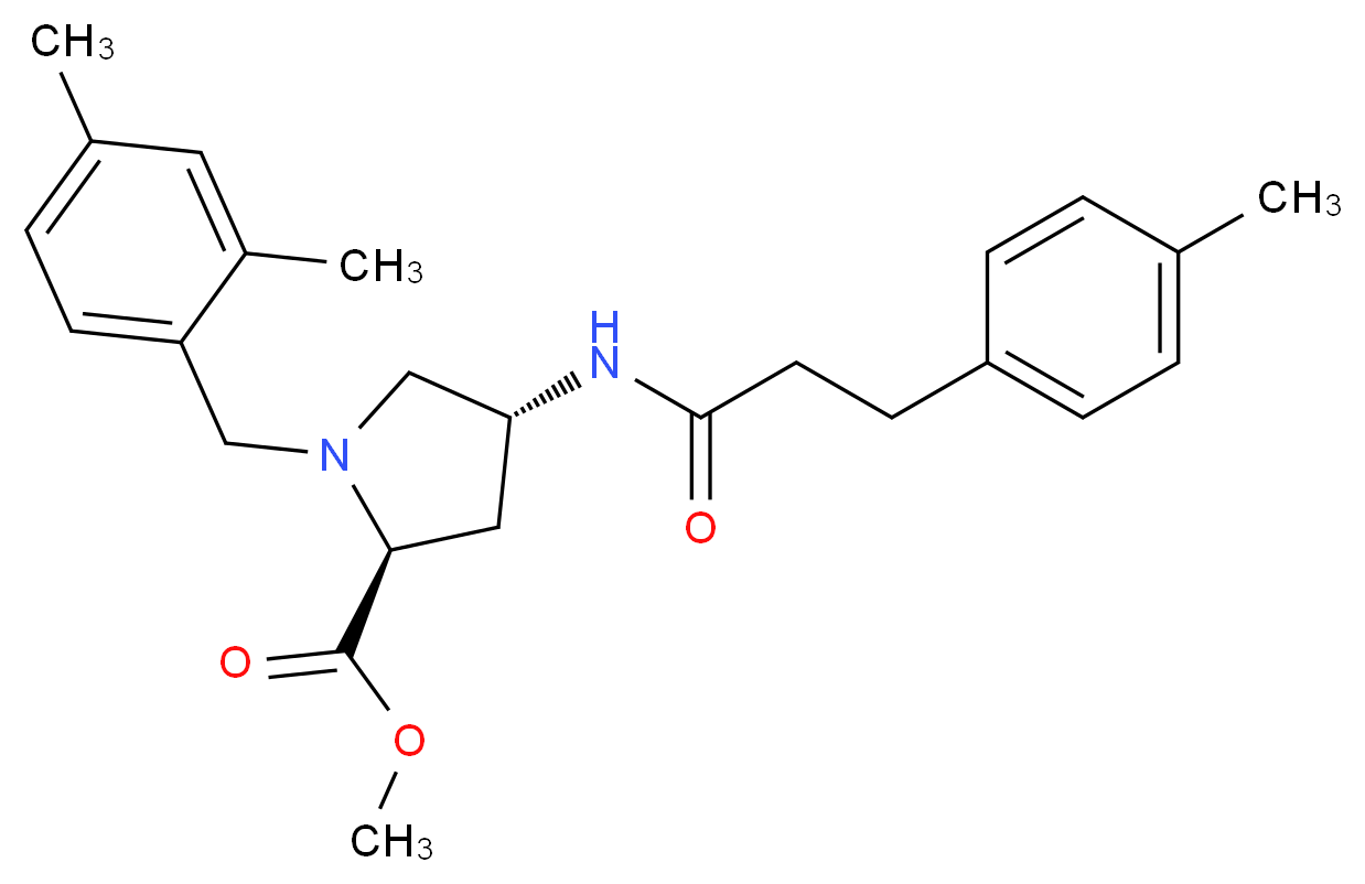 methyl (4R)-1-(2,4-dimethylbenzyl)-4-{[3-(4-methylphenyl)propanoyl]amino}-L-prolinate_Molecular_structure_CAS_)