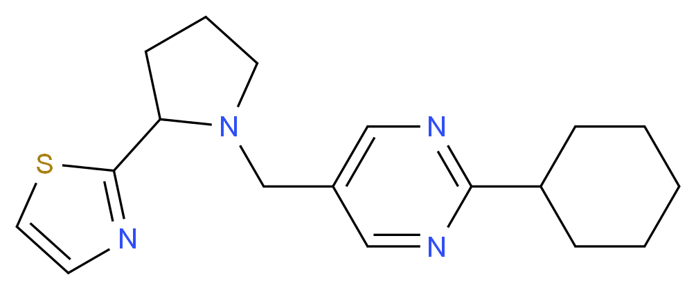 2-cyclohexyl-5-{[2-(1,3-thiazol-2-yl)pyrrolidin-1-yl]methyl}pyrimidine_Molecular_structure_CAS_)