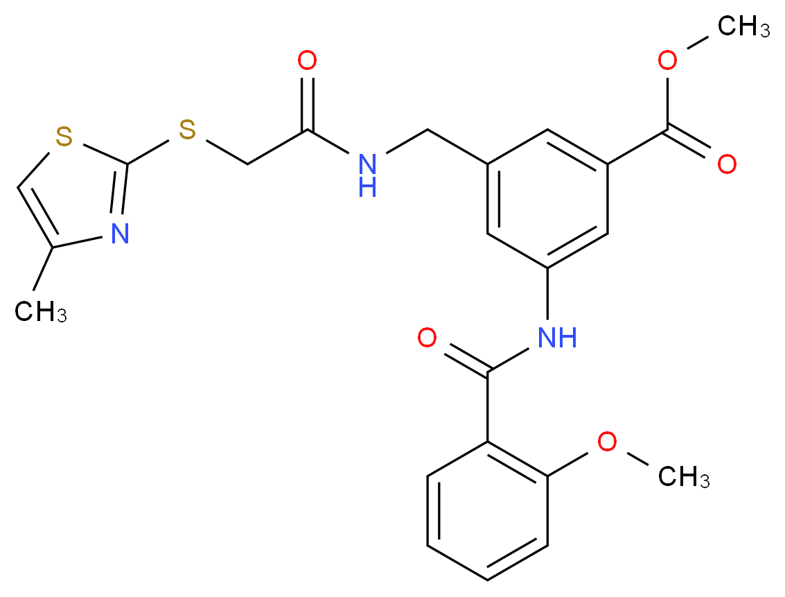 methyl 3-[(2-methoxybenzoyl)amino]-5-[({[(4-methyl-1,3-thiazol-2-yl)thio]acetyl}amino)methyl]benzoate_Molecular_structure_CAS_)