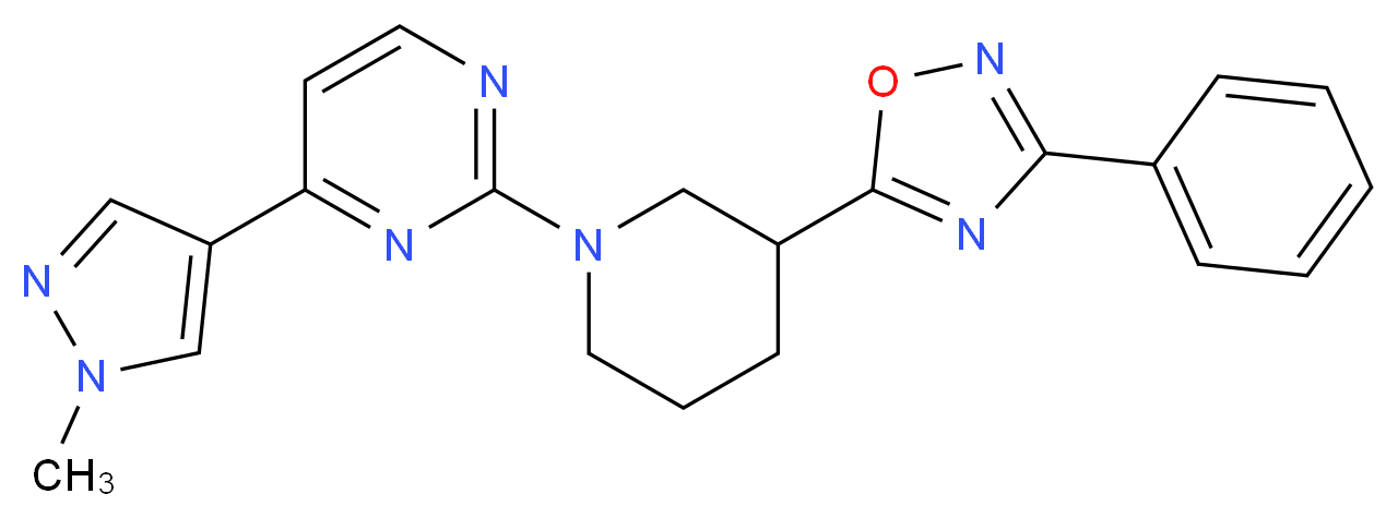 4-(1-methyl-1H-pyrazol-4-yl)-2-[3-(3-phenyl-1,2,4-oxadiazol-5-yl)piperidin-1-yl]pyrimidine_Molecular_structure_CAS_)