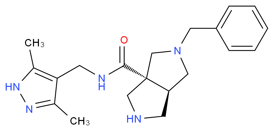 (3aR*,6aR*)-2-benzyl-N-[(3,5-dimethyl-1H-pyrazol-4-yl)methyl]hexahydropyrrolo[3,4-c]pyrrole-3a(1H)-carboxamide_Molecular_structure_CAS_)