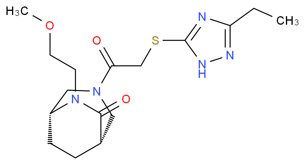 (1S*,5R*)-3-{[(3-ethyl-1H-1,2,4-triazol-5-yl)thio]acetyl}-6-(2-methoxyethyl)-3,6-diazabicyclo[3.2.2]nonan-7-one_Molecular_structure_CAS_)