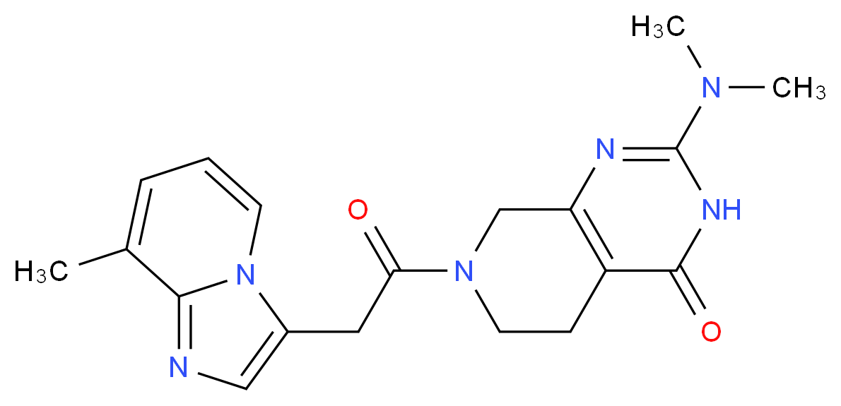 2-(dimethylamino)-7-[(8-methylimidazo[1,2-a]pyridin-3-yl)acetyl]-5,6,7,8-tetrahydropyrido[3,4-d]pyrimidin-4(3H)-one_Molecular_structure_CAS_)