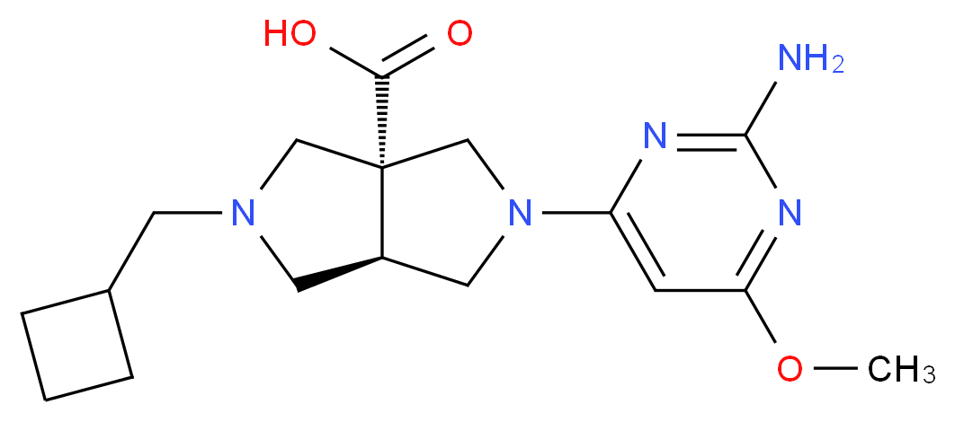 (3aR*,6aR*)-2-(2-amino-6-methoxy-4-pyrimidinyl)-5-(cyclobutylmethyl)hexahydropyrrolo[3,4-c]pyrrole-3a(1H)-carboxylic acid_Molecular_structure_CAS_)