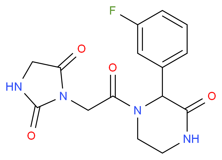 3-{2-[2-(3-fluorophenyl)-3-oxo-1-piperazinyl]-2-oxoethyl}-2,4-imidazolidinedione_Molecular_structure_CAS_)
