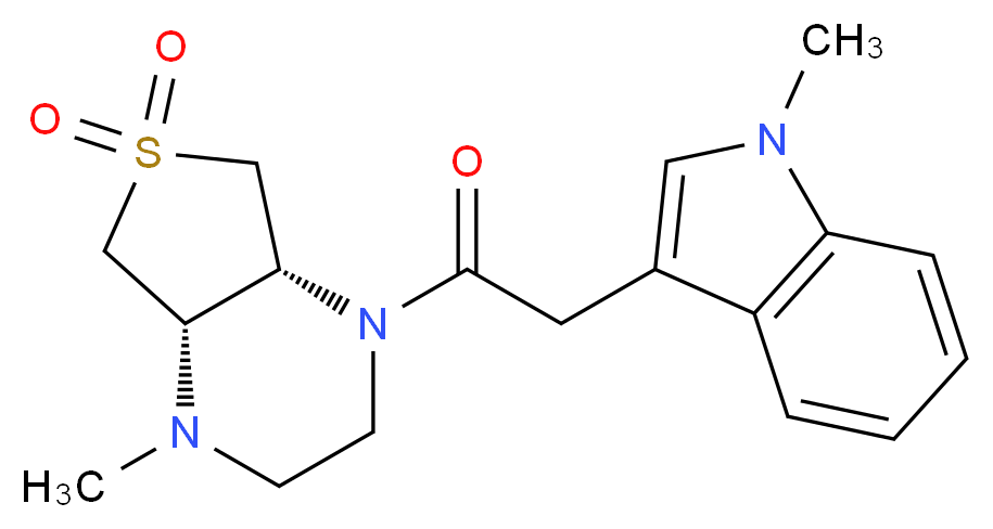 (4aR*,7aS*)-1-methyl-4-[(1-methyl-1H-indol-3-yl)acetyl]octahydrothieno[3,4-b]pyrazine 6,6-dioxide_Molecular_structure_CAS_)