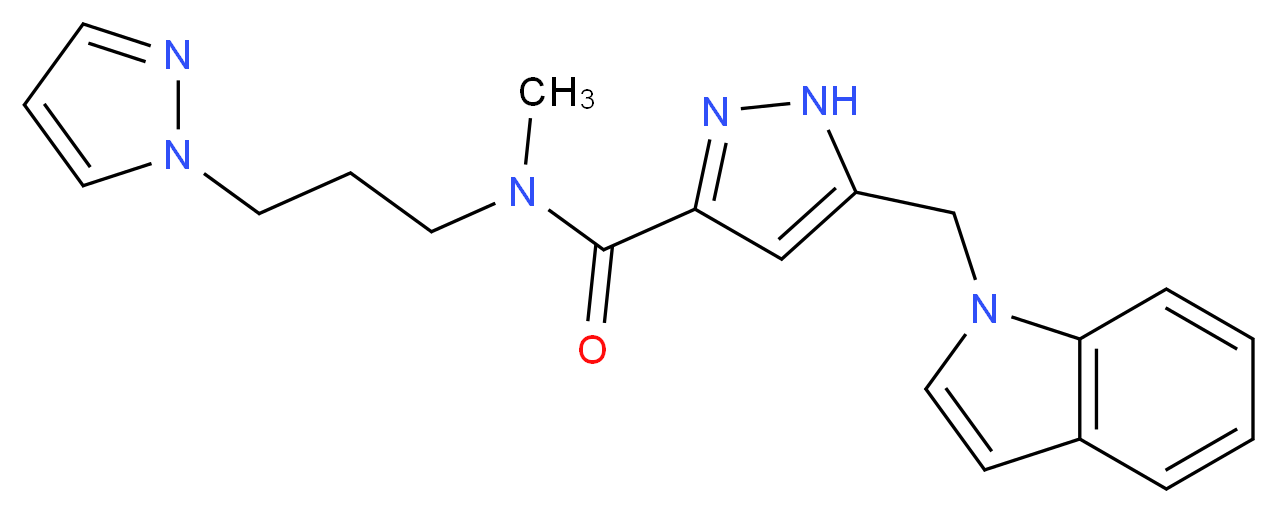 5-(1H-indol-1-ylmethyl)-N-methyl-N-[3-(1H-pyrazol-1-yl)propyl]-1H-pyrazole-3-carboxamide_Molecular_structure_CAS_)
