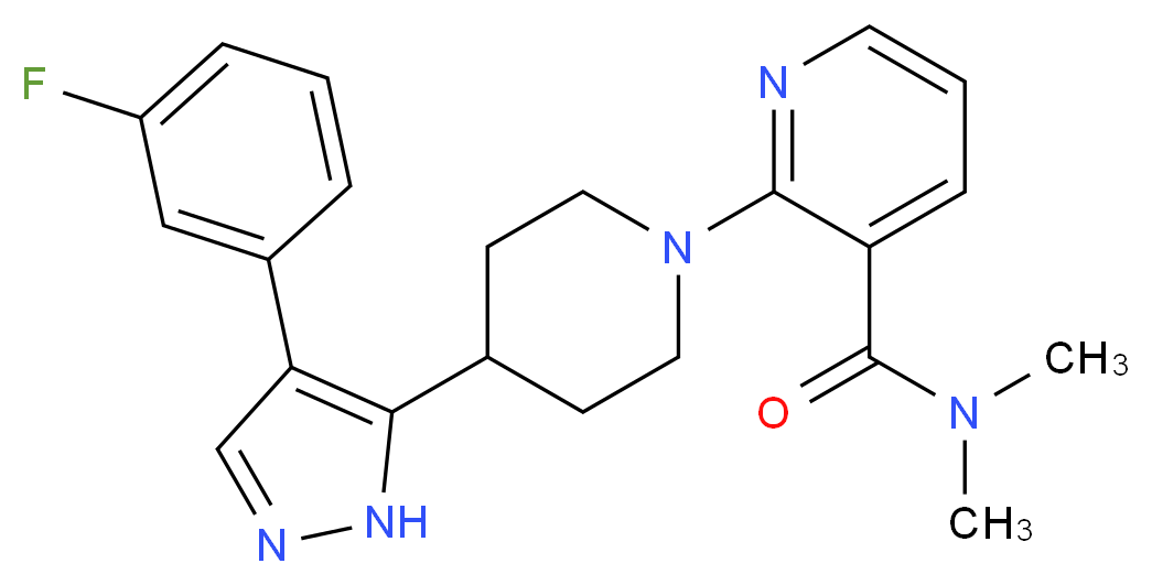 2-{4-[4-(3-fluorophenyl)-1H-pyrazol-5-yl]piperidin-1-yl}-N,N-dimethylnicotinamide_Molecular_structure_CAS_)