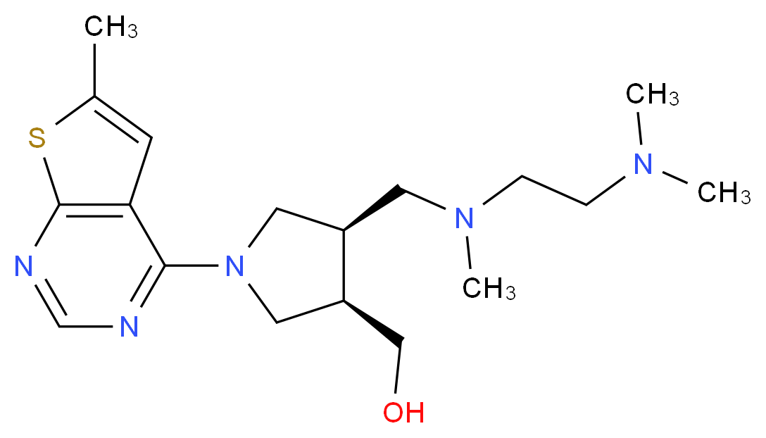 [(3R*,4R*)-4-{[[2-(dimethylamino)ethyl](methyl)amino]methyl}-1-(6-methylthieno[2,3-d]pyrimidin-4-yl)pyrrolidin-3-yl]methanol_Molecular_structure_CAS_)