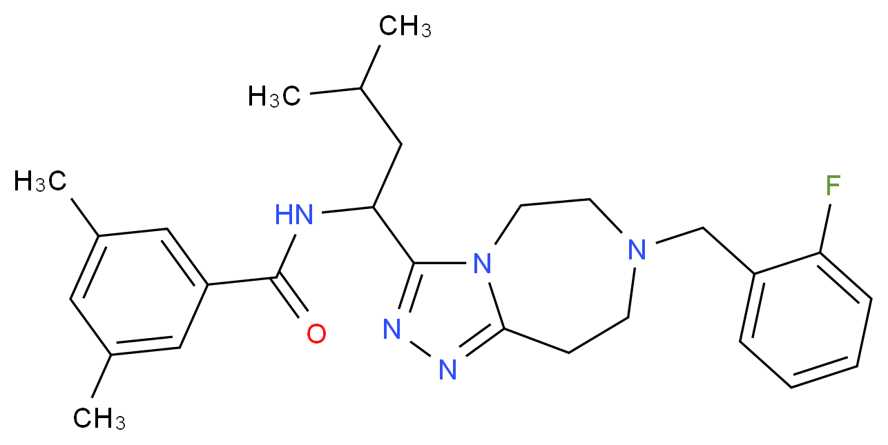 N-{1-[7-(2-fluorobenzyl)-6,7,8,9-tetrahydro-5H-[1,2,4]triazolo[4,3-d][1,4]diazepin-3-yl]-3-methylbutyl}-3,5-dimethylbenzamide_Molecular_structure_CAS_)