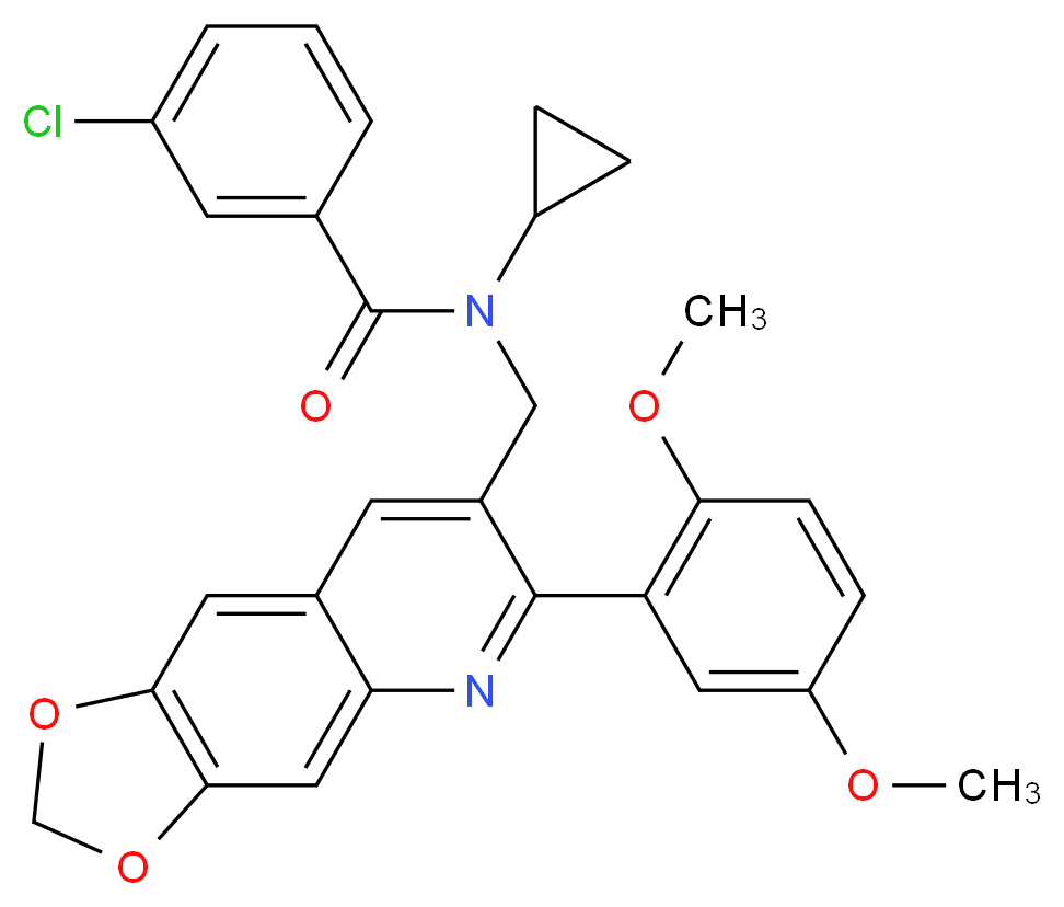 3-chloro-N-cyclopropyl-N-{[6-(2,5-dimethoxyphenyl)[1,3]dioxolo[4,5-g]quinolin-7-yl]methyl}benzamide_Molecular_structure_CAS_)
