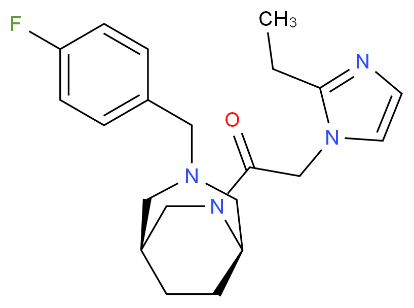 (1S*,5R*)-6-[(2-ethyl-1H-imidazol-1-yl)acetyl]-3-(4-fluorobenzyl)-3,6-diazabicyclo[3.2.2]nonane_Molecular_structure_CAS_)