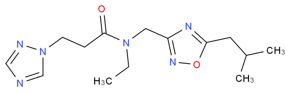 N-ethyl-N-[(5-isobutyl-1,2,4-oxadiazol-3-yl)methyl]-3-(1H-1,2,4-triazol-1-yl)propanamide_Molecular_structure_CAS_)