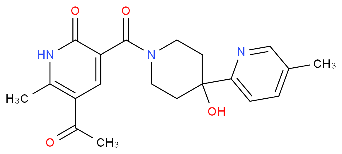 5-acetyl-3-{[4-hydroxy-4-(5-methylpyridin-2-yl)piperidin-1-yl]carbonyl}-6-methylpyridin-2(1H)-one_Molecular_structure_CAS_)