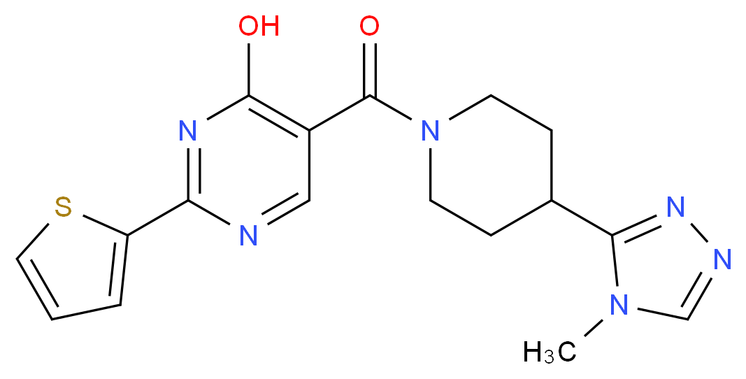 5-{[4-(4-methyl-4H-1,2,4-triazol-3-yl)piperidin-1-yl]carbonyl}-2-(2-thienyl)pyrimidin-4-ol_Molecular_structure_CAS_)