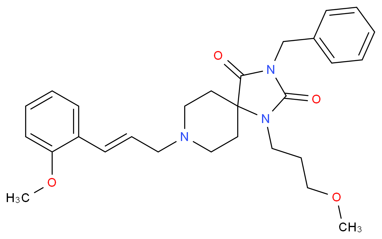 3-benzyl-8-[(2E)-3-(2-methoxyphenyl)-2-propen-1-yl]-1-(3-methoxypropyl)-1,3,8-triazaspiro[4.5]decane-2,4-dione_Molecular_structure_CAS_)
