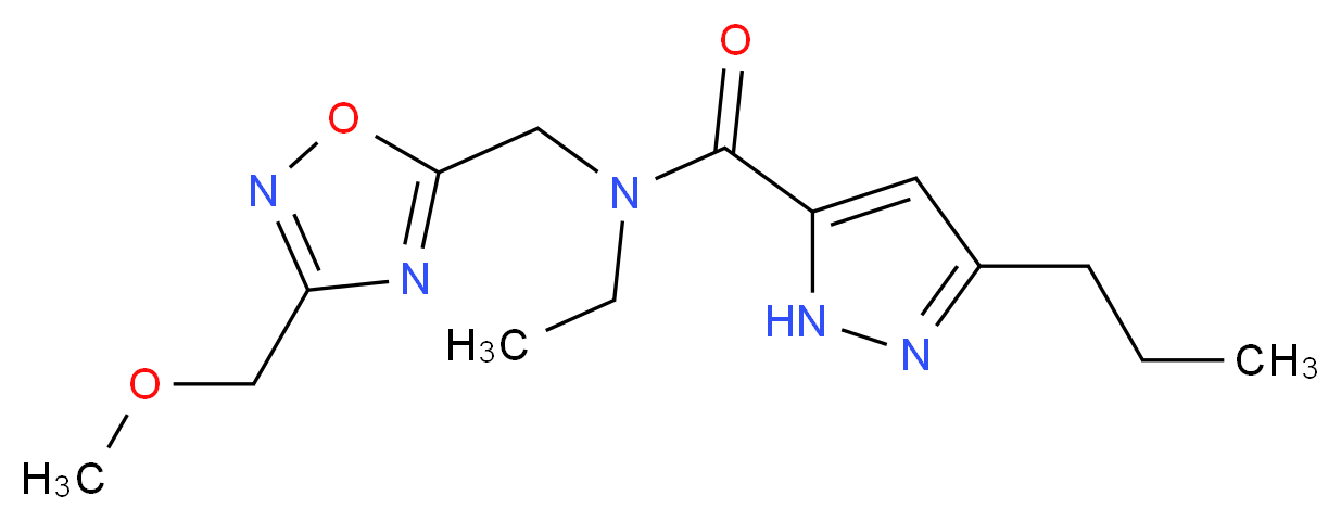 N-ethyl-N-{[3-(methoxymethyl)-1,2,4-oxadiazol-5-yl]methyl}-3-propyl-1H-pyrazole-5-carboxamide_Molecular_structure_CAS_)