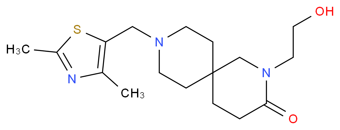 9-[(2,4-dimethyl-1,3-thiazol-5-yl)methyl]-2-(2-hydroxyethyl)-2,9-diazaspiro[5.5]undecan-3-one_Molecular_structure_CAS_)