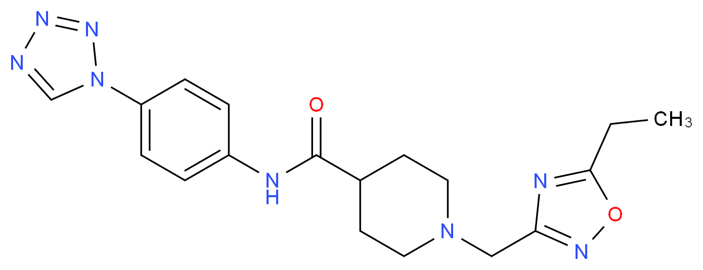 1-[(5-ethyl-1,2,4-oxadiazol-3-yl)methyl]-N-[4-(1H-tetrazol-1-yl)phenyl]piperidine-4-carboxamide_Molecular_structure_CAS_)