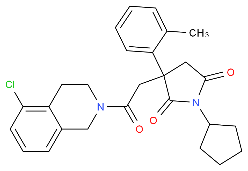 3-[2-(5-chloro-3,4-dihydro-2(1H)-isoquinolinyl)-2-oxoethyl]-1-cyclopentyl-3-(2-methylphenyl)-2,5-pyrrolidinedione_Molecular_structure_CAS_)