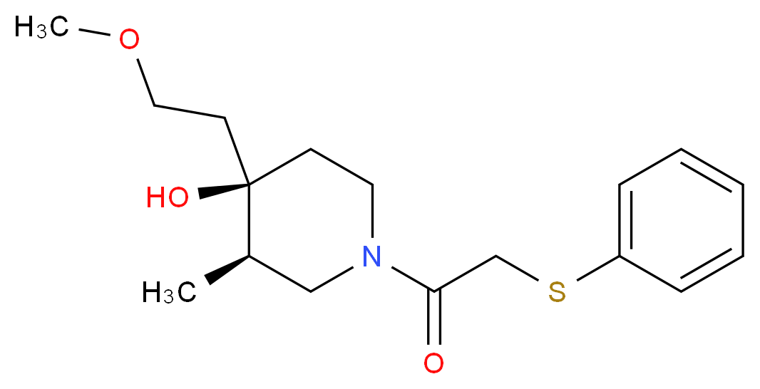 (3R*,4R*)-4-(2-methoxyethyl)-3-methyl-1-[(phenylthio)acetyl]piperidin-4-ol_Molecular_structure_CAS_)