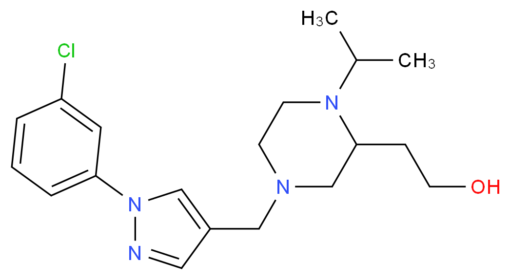 2-(4-{[1-(3-chlorophenyl)-1H-pyrazol-4-yl]methyl}-1-isopropyl-2-piperazinyl)ethanol_Molecular_structure_CAS_)