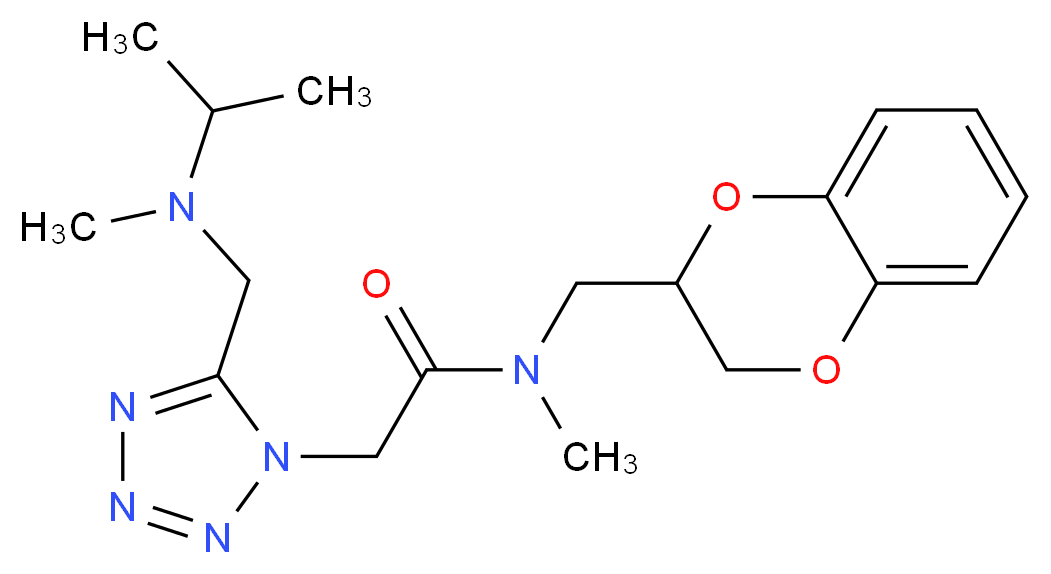 N-(2,3-dihydro-1,4-benzodioxin-2-ylmethyl)-2-(5-{[isopropyl(methyl)amino]methyl}-1H-tetrazol-1-yl)-N-methylacetamide_Molecular_structure_CAS_)