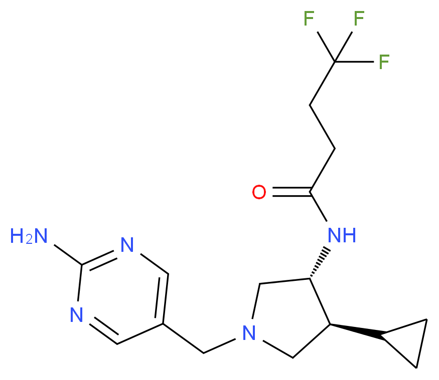 N-{(3R*,4S*)-1-[(2-amino-5-pyrimidinyl)methyl]-4-cyclopropyl-3-pyrrolidinyl}-4,4,4-trifluorobutanamide_Molecular_structure_CAS_)