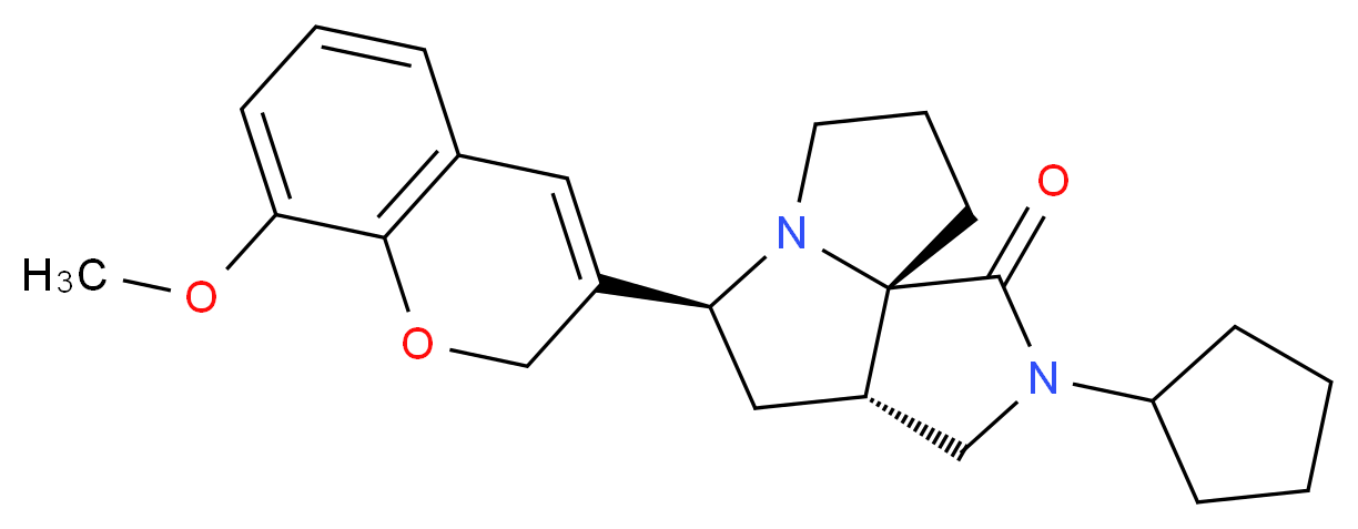 (3aS*,5S*,9aS*)-2-cyclopentyl-5-(8-methoxy-2H-chromen-3-yl)hexahydro-7H-pyrrolo[3,4-g]pyrrolizin-1(2H)-one_Molecular_structure_CAS_)