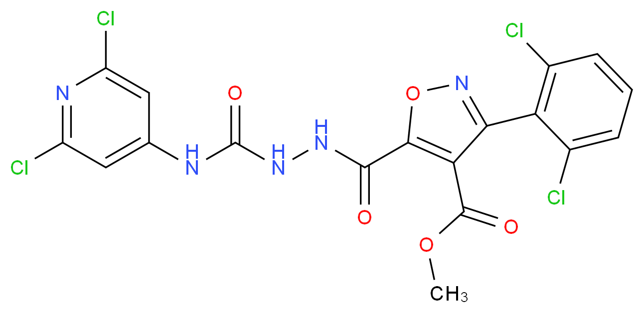 methyl 3-(2,6-dichlorophenyl)-5-[(2-{[(2,6-dichloro-4-pyridyl)amino]carbonyl}hydrazino)carbonyl]isoxazole-4-carboxylate_Molecular_structure_CAS_)