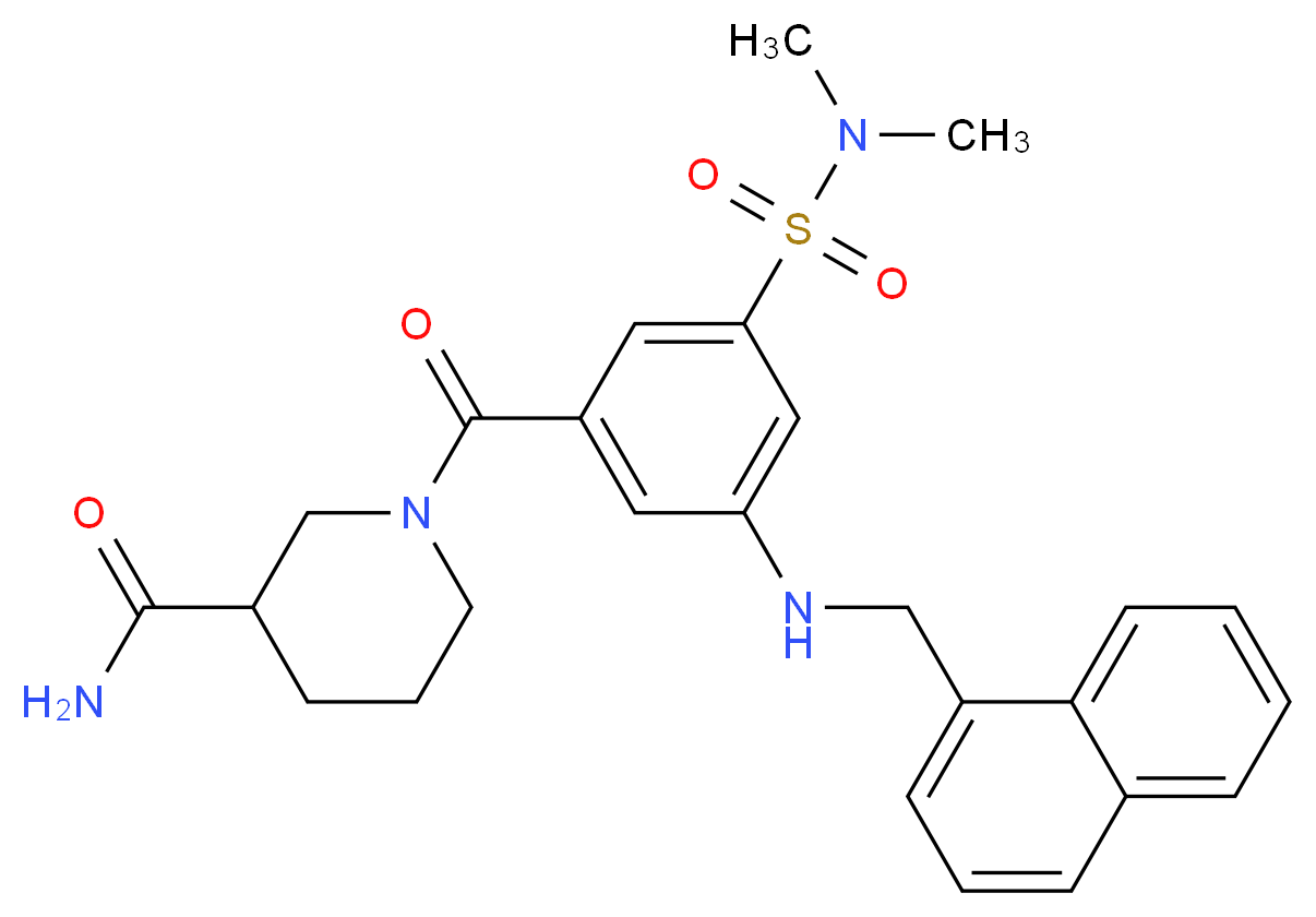 1-{3-[(dimethylamino)sulfonyl]-5-[(1-naphthylmethyl)amino]benzoyl}-3-piperidinecarboxamide_Molecular_structure_CAS_)