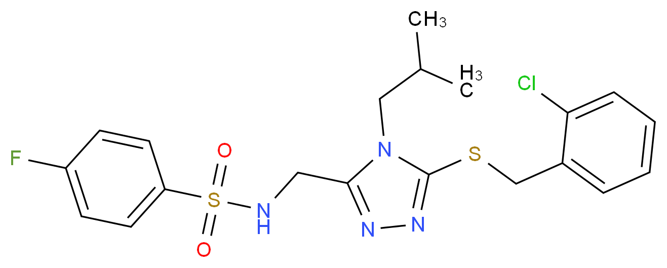 N-({5-[(2-chlorobenzyl)thio]-4-isobutyl-4H-1,2,4-triazol-3-yl}methyl)-4-fluorobenzenesulfonamide_Molecular_structure_CAS_)