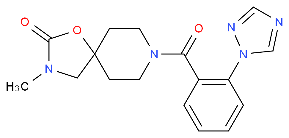 3-methyl-8-[2-(1H-1,2,4-triazol-1-yl)benzoyl]-1-oxa-3,8-diazaspiro[4.5]decan-2-one_Molecular_structure_CAS_)