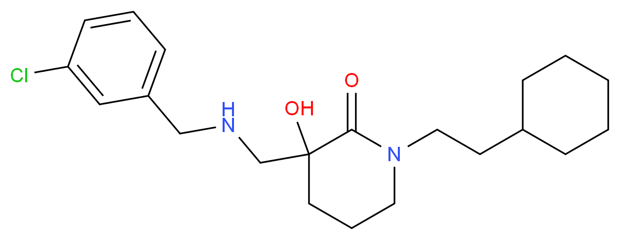 3-{[(3-chlorobenzyl)amino]methyl}-1-(2-cyclohexylethyl)-3-hydroxypiperidin-2-one_Molecular_structure_CAS_)