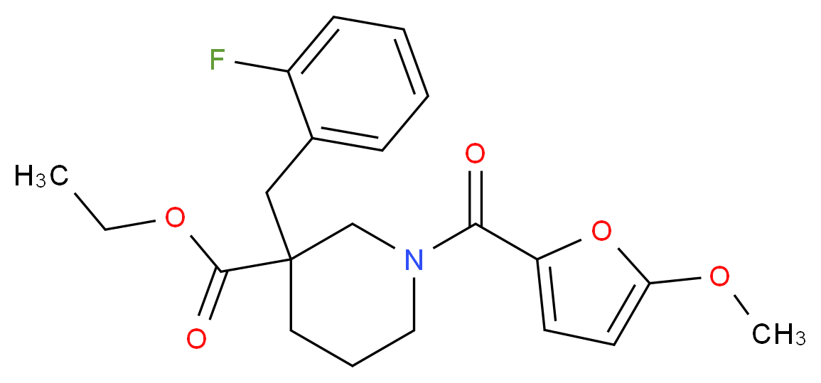 ethyl 3-(2-fluorobenzyl)-1-(5-methoxy-2-furoyl)-3-piperidinecarboxylate_Molecular_structure_CAS_)