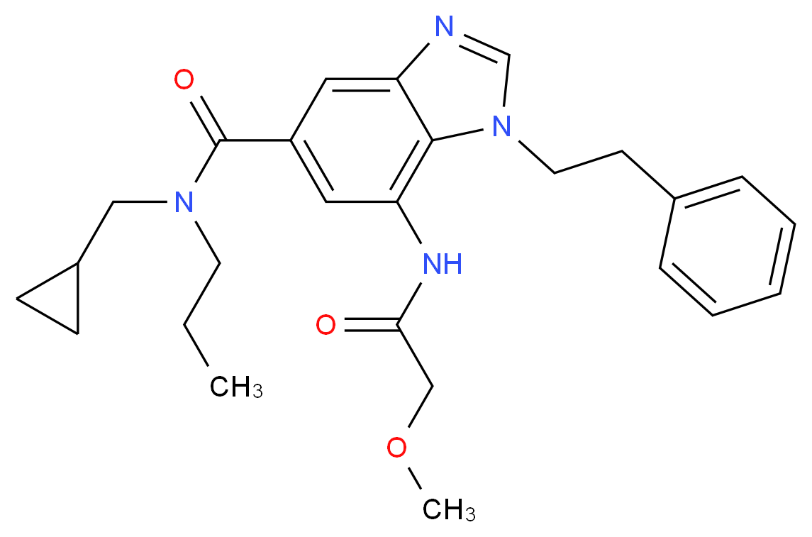 N-(cyclopropylmethyl)-7-[(methoxyacetyl)amino]-1-(2-phenylethyl)-N-propyl-1H-benzimidazole-5-carboxamide_Molecular_structure_CAS_)