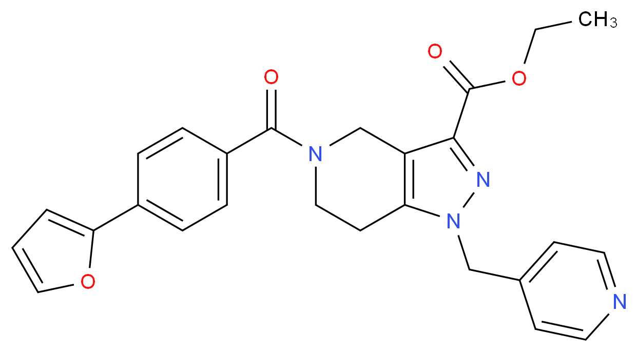 ethyl 5-[4-(2-furyl)benzoyl]-1-(4-pyridinylmethyl)-4,5,6,7-tetrahydro-1H-pyrazolo[4,3-c]pyridine-3-carboxylate_Molecular_structure_CAS_)