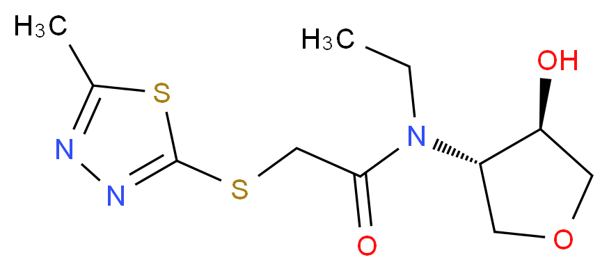 N-ethyl-N-[(3S*,4R*)-4-hydroxytetrahydrofuran-3-yl]-2-[(5-methyl-1,3,4-thiadiazol-2-yl)thio]acetamide_Molecular_structure_CAS_)