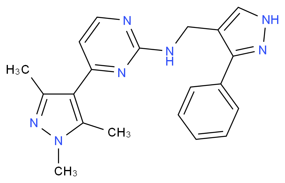 N-[(3-phenyl-1H-pyrazol-4-yl)methyl]-4-(1,3,5-trimethyl-1H-pyrazol-4-yl)-2-pyrimidinamine_Molecular_structure_CAS_)