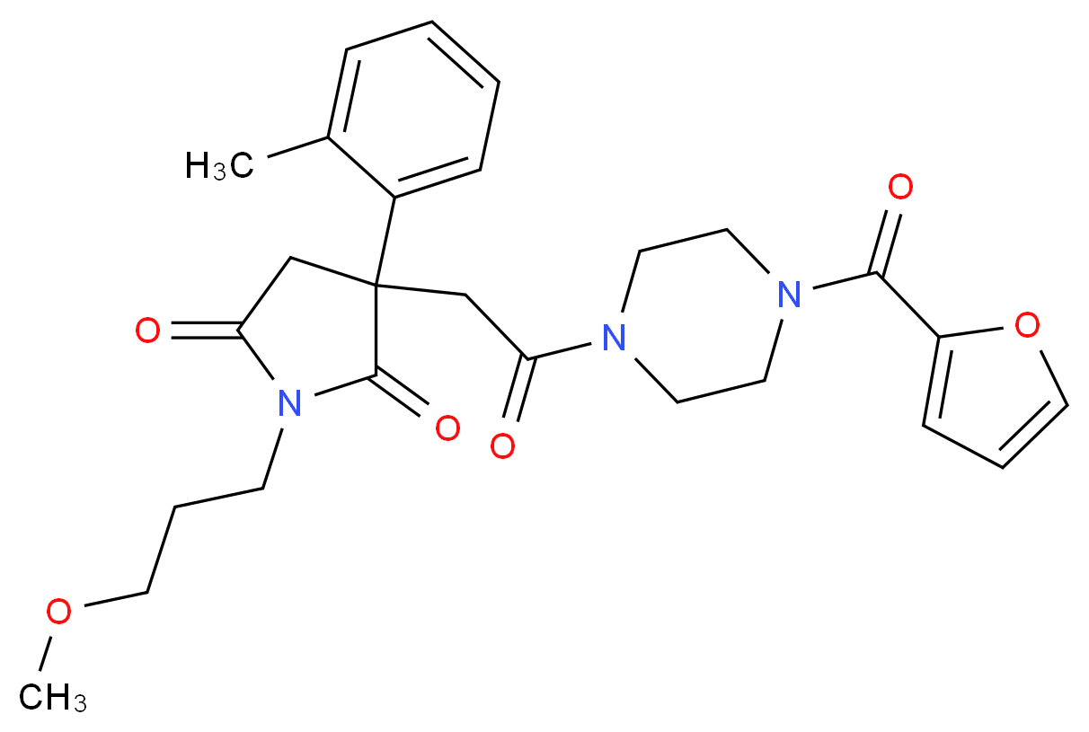 3-{2-[4-(2-furoyl)-1-piperazinyl]-2-oxoethyl}-1-(3-methoxypropyl)-3-(2-methylphenyl)-2,5-pyrrolidinedione_Molecular_structure_CAS_)