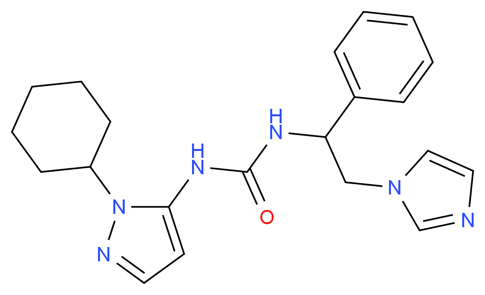 N-(1-cyclohexyl-1H-pyrazol-5-yl)-N'-[2-(1H-imidazol-1-yl)-1-phenylethyl]urea_Molecular_structure_CAS_)
