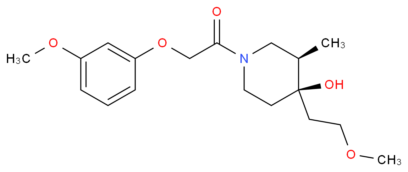 (3R*,4R*)-4-(2-methoxyethyl)-1-[(3-methoxyphenoxy)acetyl]-3-methyl-4-piperidinol_Molecular_structure_CAS_)