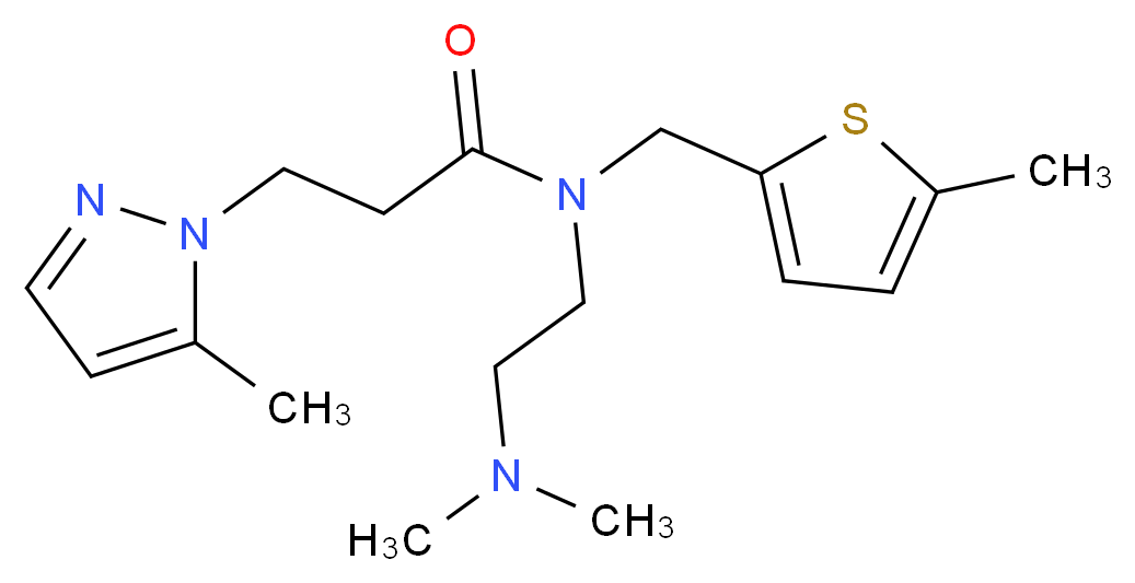 N-[2-(dimethylamino)ethyl]-3-(5-methyl-1H-pyrazol-1-yl)-N-[(5-methyl-2-thienyl)methyl]propanamide_Molecular_structure_CAS_)