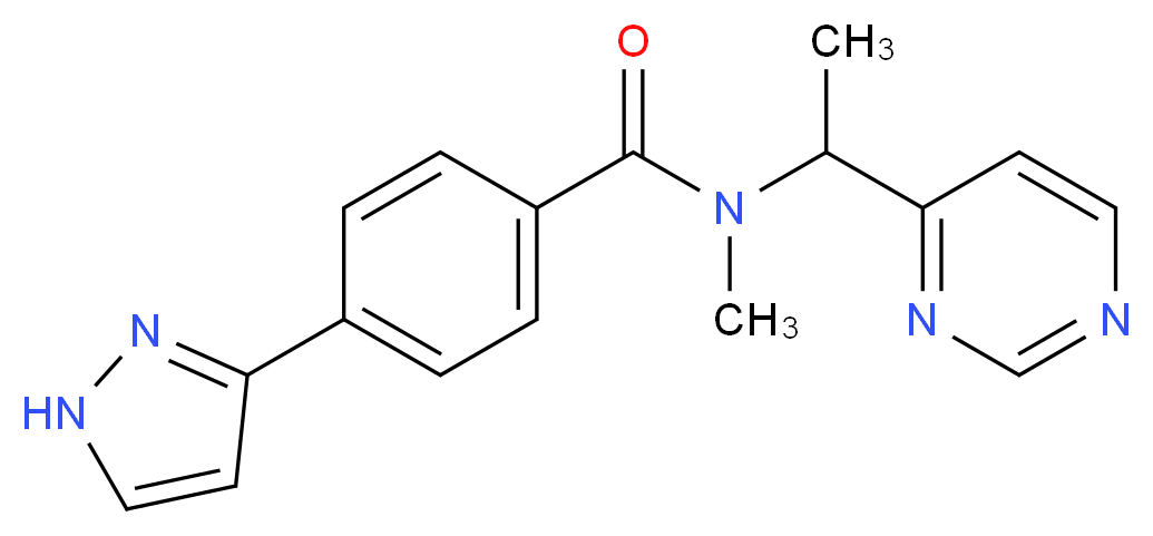 N-methyl-4-(1H-pyrazol-3-yl)-N-[1-(4-pyrimidinyl)ethyl]benzamide_Molecular_structure_CAS_)