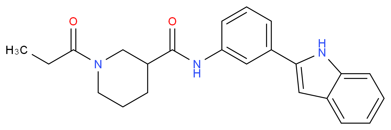 N-[3-(1H-indol-2-yl)phenyl]-1-propionyl-3-piperidinecarboxamide_Molecular_structure_CAS_)