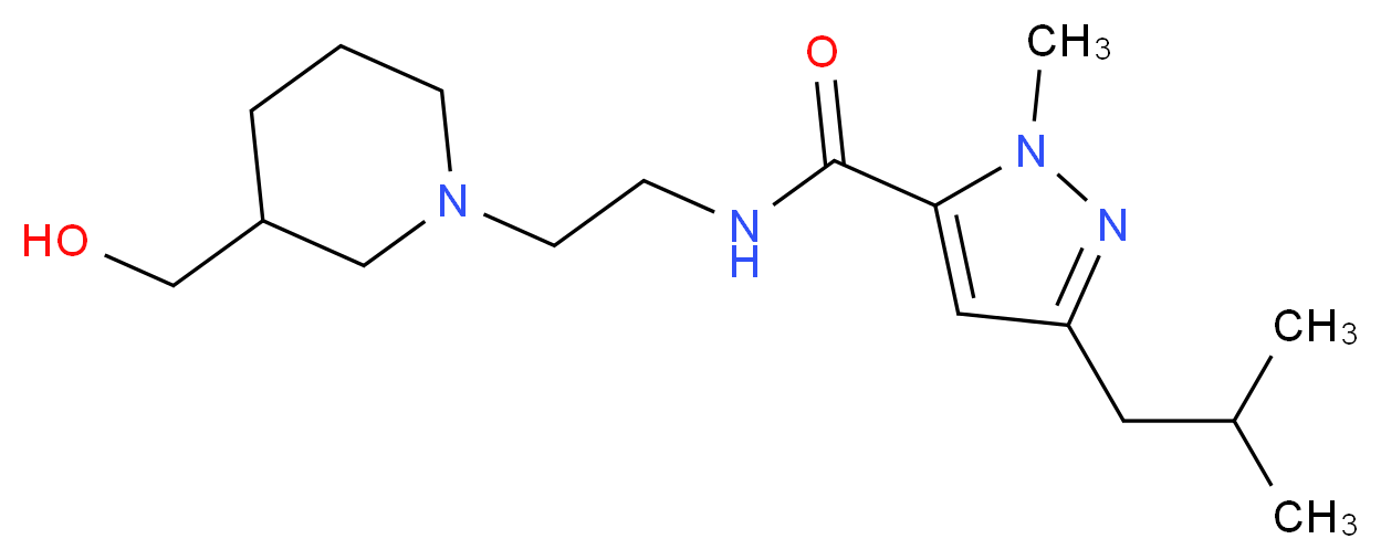 N-{2-[3-(hydroxymethyl)-1-piperidinyl]ethyl}-3-isobutyl-1-methyl-1H-pyrazole-5-carboxamide_Molecular_structure_CAS_)