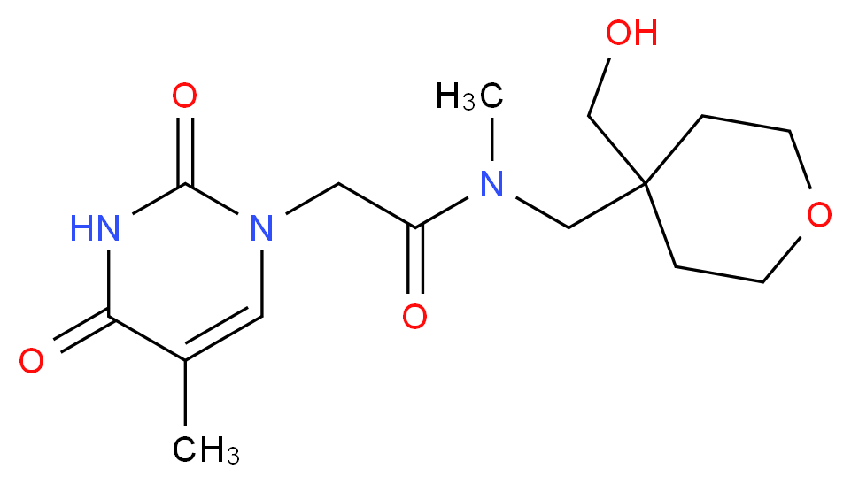 N-{[4-(hydroxymethyl)tetrahydro-2H-pyran-4-yl]methyl}-N-methyl-2-(5-methyl-2,4-dioxo-3,4-dihydro-1(2H)-pyrimidinyl)acetamide_Molecular_structure_CAS_)