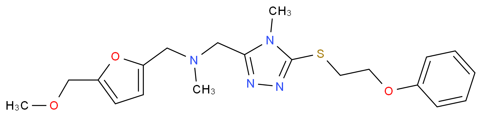 1-[5-(methoxymethyl)-2-furyl]-N-methyl-N-({4-methyl-5-[(2-phenoxyethyl)thio]-4H-1,2,4-triazol-3-yl}methyl)methanamine_Molecular_structure_CAS_)