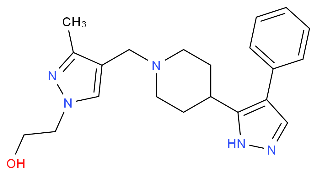 2-(3-methyl-4-{[4-(4-phenyl-1H-pyrazol-5-yl)piperidin-1-yl]methyl}-1H-pyrazol-1-yl)ethanol_Molecular_structure_CAS_)