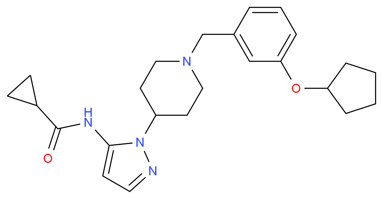 N-(1-{1-[3-(cyclopentyloxy)benzyl]-4-piperidinyl}-1H-pyrazol-5-yl)cyclopropanecarboxamide_Molecular_structure_CAS_)